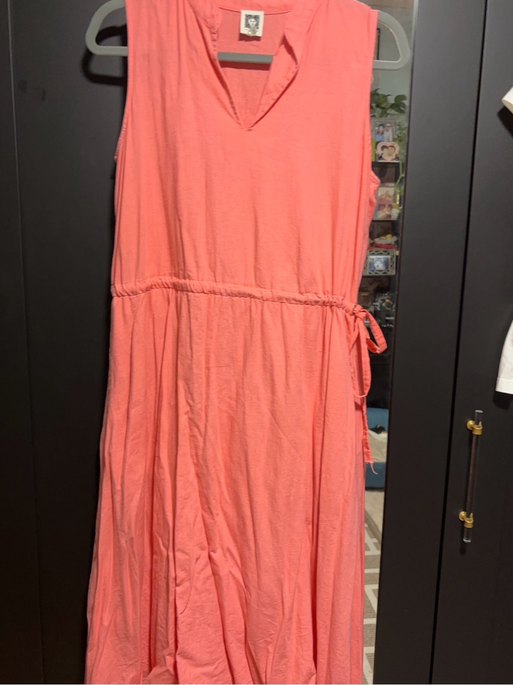 Ann Taylor Coral Sleeveless Maxi Dress with Side Tie